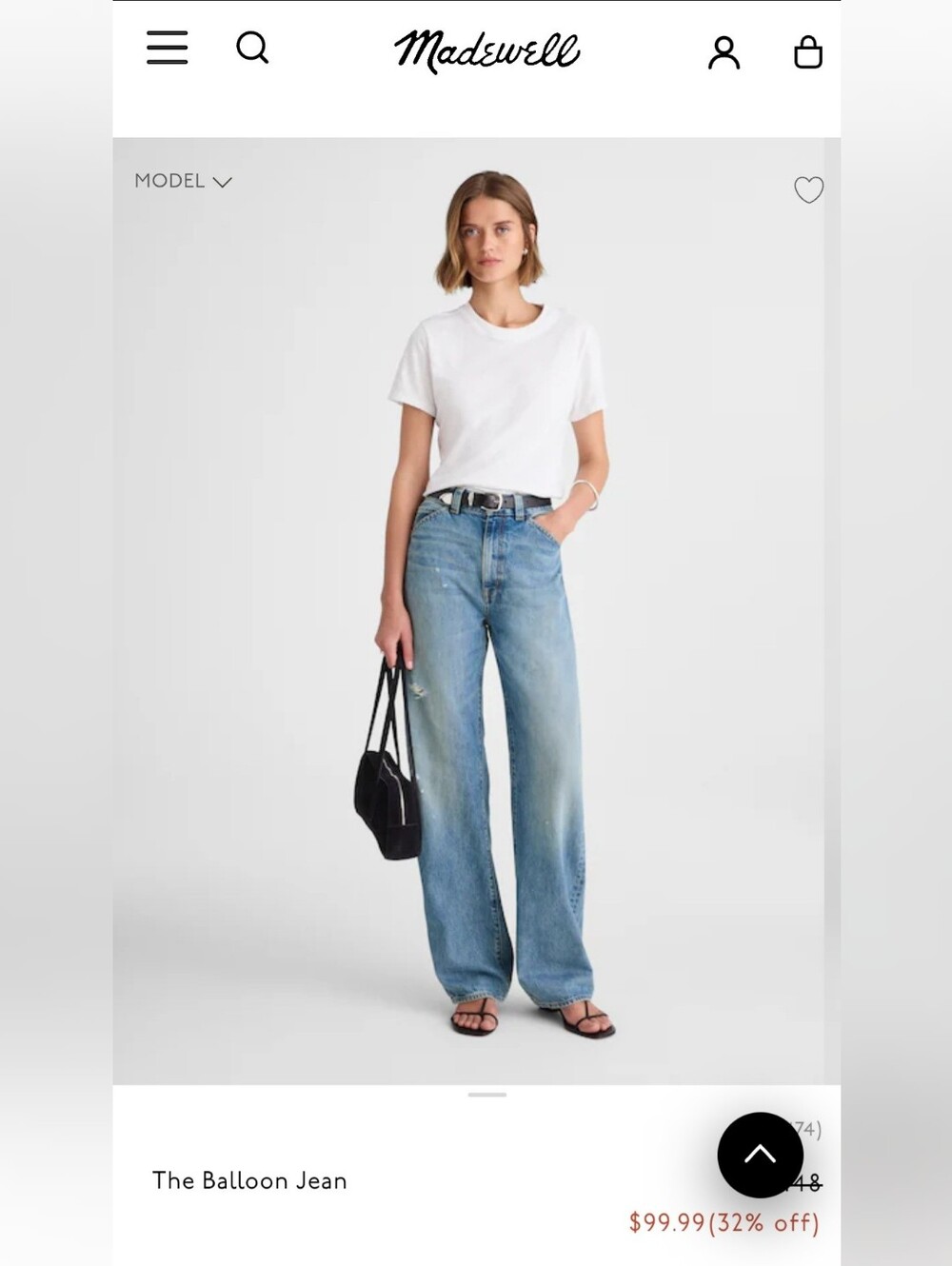 Madewell Petite Balloon Jeans in Dobbins Wash | Med Blue | 26" Inseam | 23P NWT